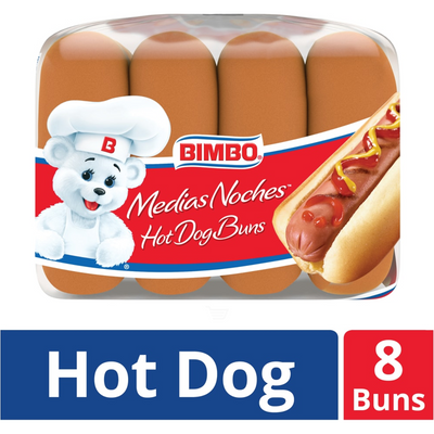 Bimbo Bimbollos Medias Noches Hot Dog Buns 8 Pack 14oz Bag