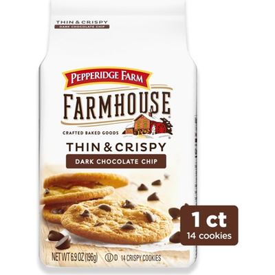 Pepperidge Farm Farmhouse Thin & Crispy Dark Chocolate Chip Cookies 6.9oz Pouch