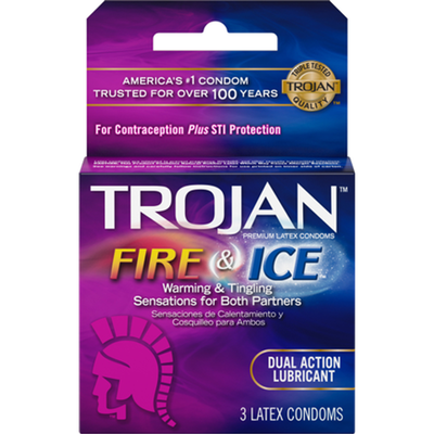Trojan Fire & Ice Dual Action Lubricated Condoms 3 CT