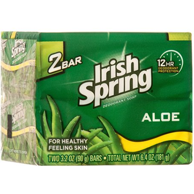 Irish Spring With Aloe Soap Bar 2-pack 3.2oz Pack