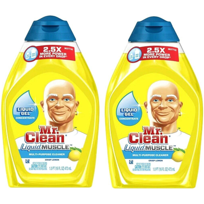 2x Mr. Clean Liquid Muscle Multi Purpose Household Cleaner Gel Concentrate 16oz Bottle