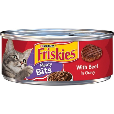 Friskies Meaty Bits With Beef in Gravy Wet Cat Food 5.5oz Can