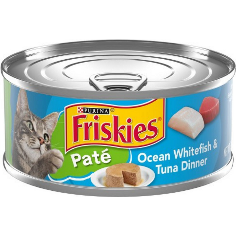 Friskies Pate Wet Cat Food, Ocean Whitefish & Tuna Dinner 5.5Oz