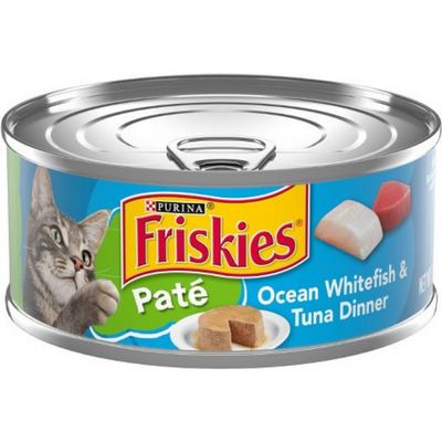Friskies Pate Wet Cat Food, Ocean Whitefish & Tuna Dinner 5.5Oz