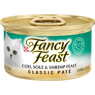 Fancy Feast Classic Pate Cod Sole & Shrimp Gourmet Wet Cat Food 3oz Can