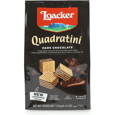 Loacker Quadratini Dark Chocolate Wafer 125g Pouch