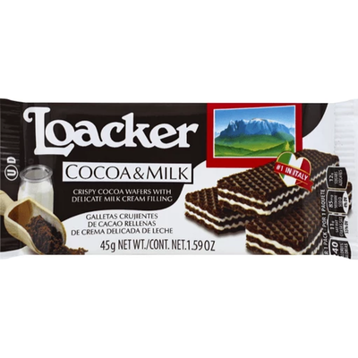 Loacker Crispy Wafers Cocoa & Milk 1.59 oz