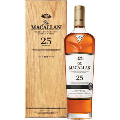 The Macallan Sherry Oak 25 Year Old Single Malt Scotch Whisky 750ml Bottle