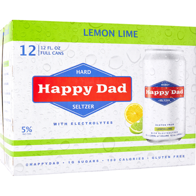 Happy Dad Hard Seltzer Lemon Lime 12 Pack 12oz Cans