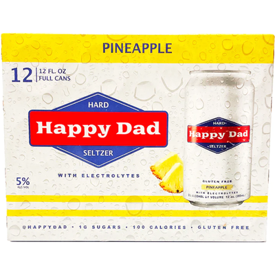 Happy Dad Hard Seltzer Pineapple 12 Pack 12oz Cans