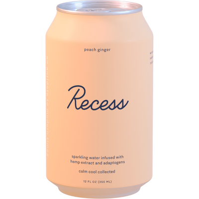 Recess Peach Ginger Sparkling Hemp Water 12oz Can