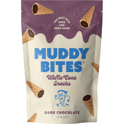 Muddy Bites Waffle Cone Snacks Dark Chocolate 2.33oz Bag