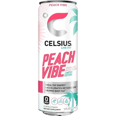Celsius Sparkling Peach Vibe Energy Drink 12oz Can