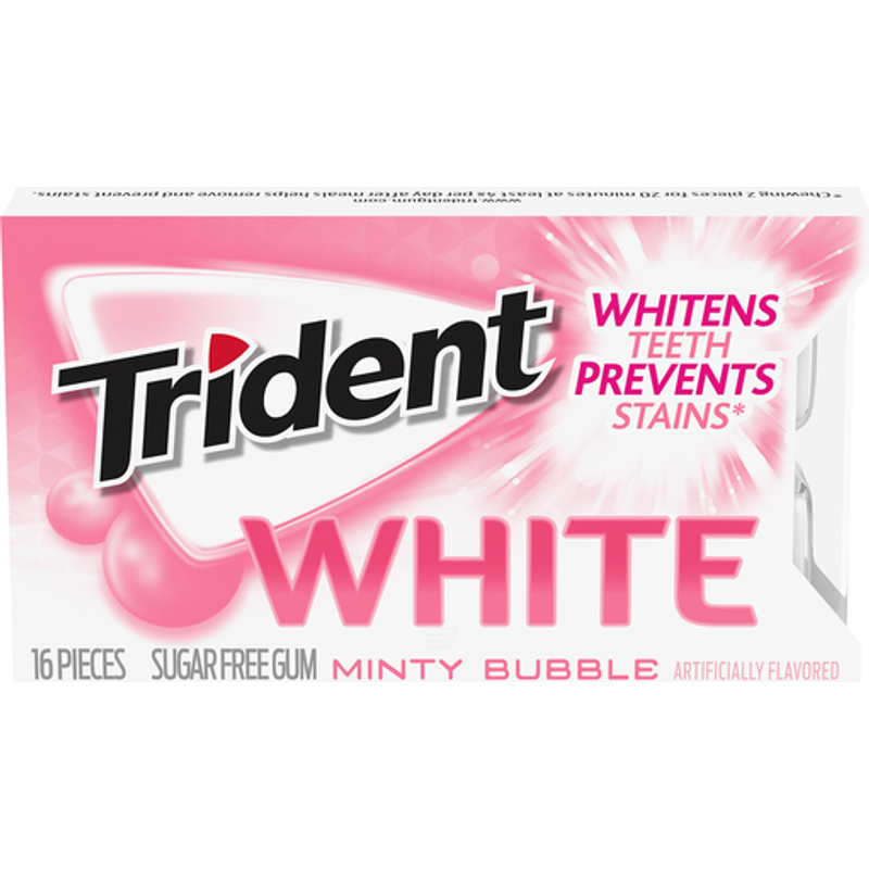 Trident White Sugar Free Gum Minty Bubble 24g