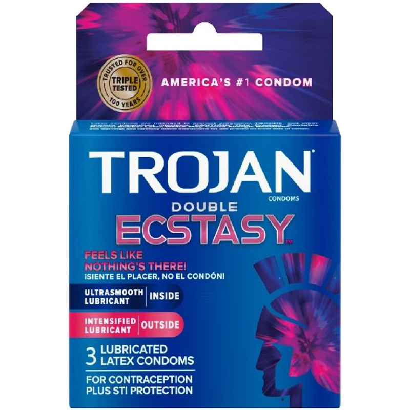 Trojan Double Ecstasy Latex Lubricated Condoms 1 box