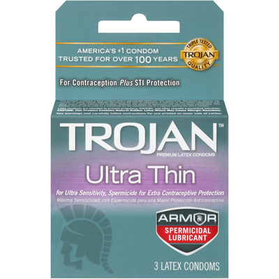 Trojan Sensitivity Ultra Thin Condoms with Spermicidal Lubricant 1 box