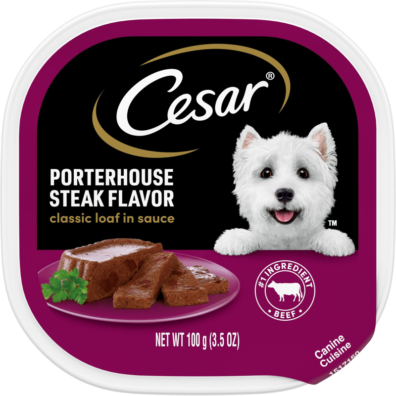 Cesar Porterhouse Steak Flavor Loaf in Sauce Wet Dog Food 3.5oz Can