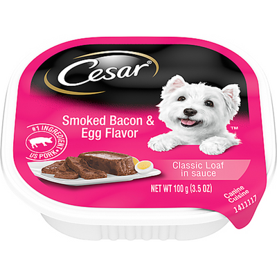 Cesar Smoked Bacon and Egg Canine Cuisine Classic Loaf in Sauce Wet Dog Food 3.5oz Box