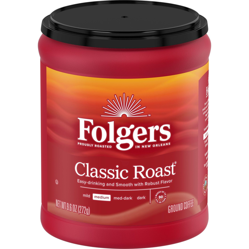 Folgers Classic Medium Roast Ground Coffee 9.6oz Bag