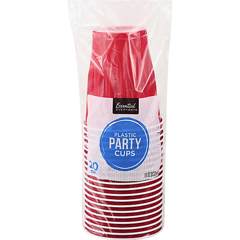 Essential Everyday Plastic Red Party Cups 18oz Box