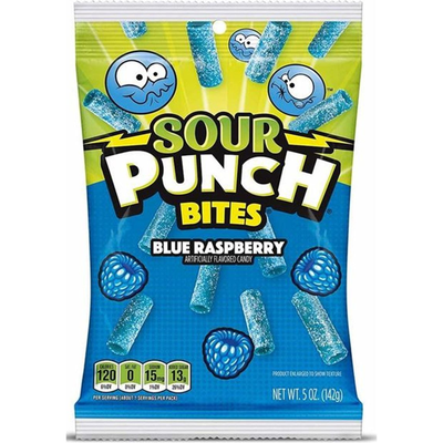 Sour Punch Bites Blue Raspberry Chewy Candies 5oz Bag