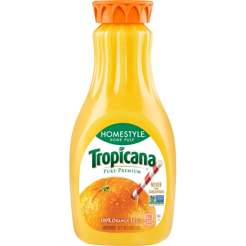 Tropicana Pure Premium Some Pulp Homestyle Orange Juice 52oz Plastic Bottle