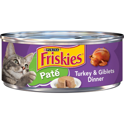 Friskies Pate Wet Cat Food Turkey & Giblets Dinner 24 Pack 5.5oz Cans