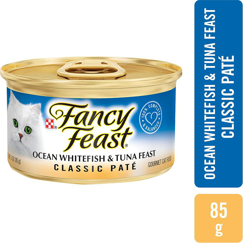 Fancy Feast Purina Grain Free Pate Wet Cat Food; Ocean Whitefish & Tuna - 3 Oz. Can