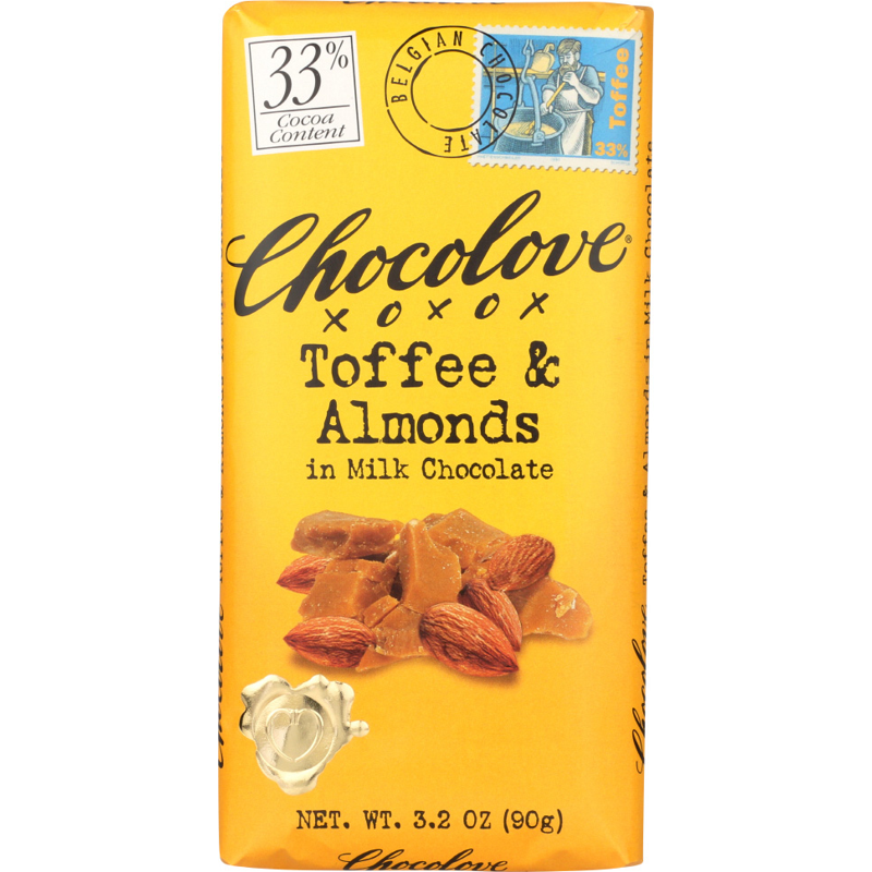 Chocolove Toffee And Almond Milk Chocolate 5oz Count