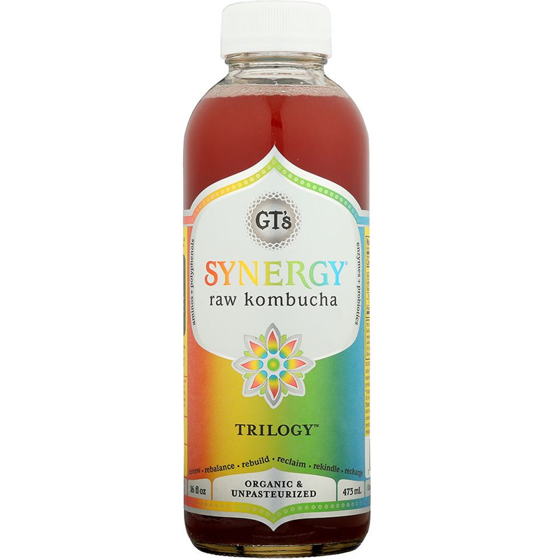 Synergy Trilogy Organic Raw Vegan Kombucha 16oz Bottle