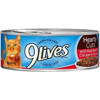 9Lives Savory Classics Real Beef & Chicken in Gravy Hearty Cuts Wet Cat Food 5.5oz Can