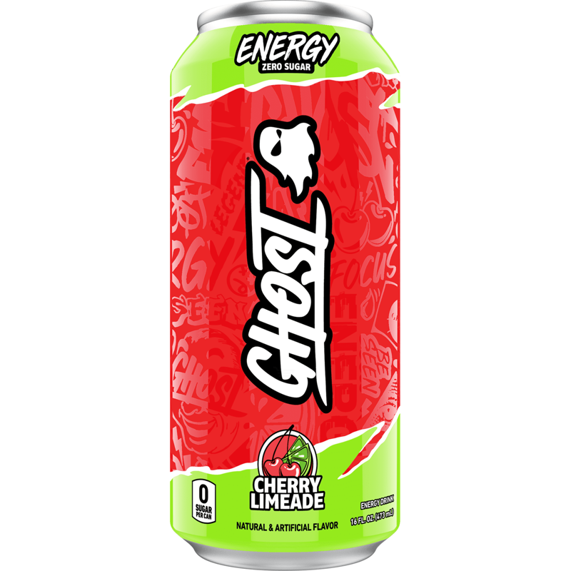 Ghost Energy Drink, Zero Sugar, Cherry Limeade 16oz Can