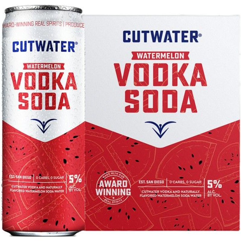 Cutwater Watermelon Vodka Soda 4 Pack 12oz Cans