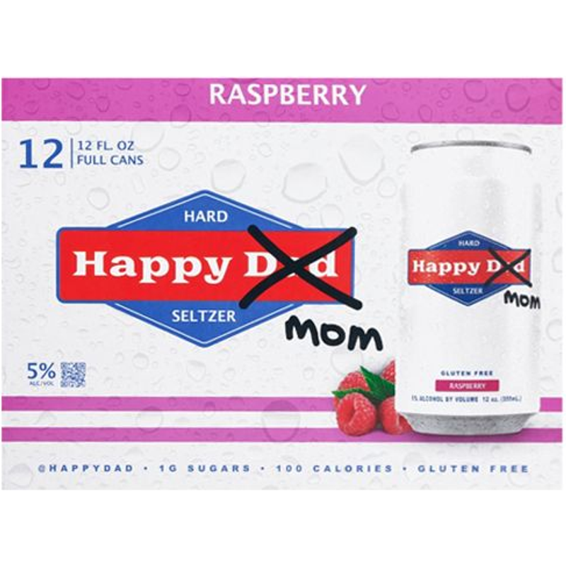 Happy Dad Mom Raspberry Hard Seltzer 12 Pack 12oz Cans