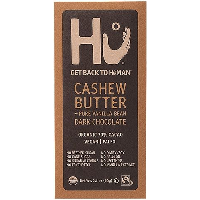 Hu Cashew Butter + Pure Vanilla Bean Organic Stone-Ground Cacao Dark Chocolate Bar 2.1oz