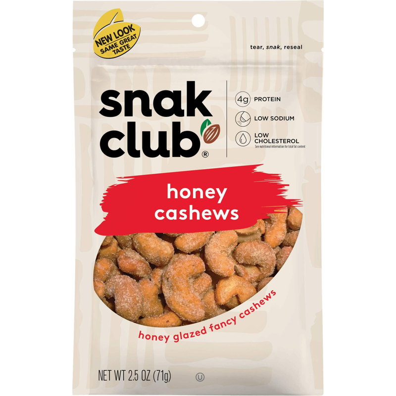 Snak Club Honey Cashew 2.5oz Bag