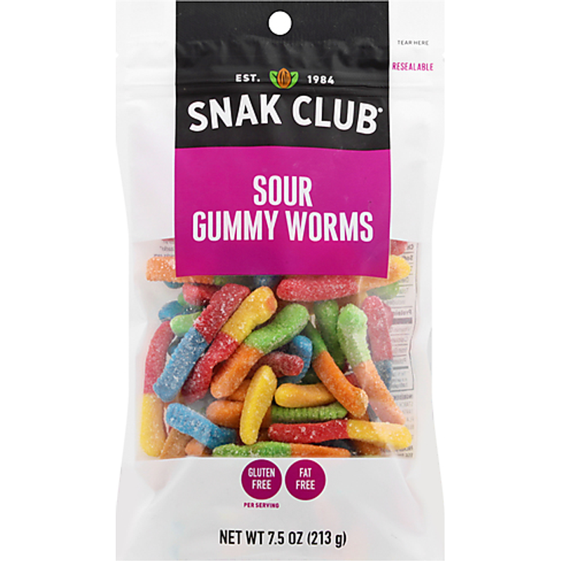 Snak Club Sour Worms Premium Pack 5oz Bag