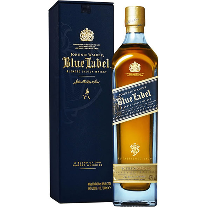 Johnnie Walker Blue Label Blended Scotch Whisky, 200 ml (40% ABV)