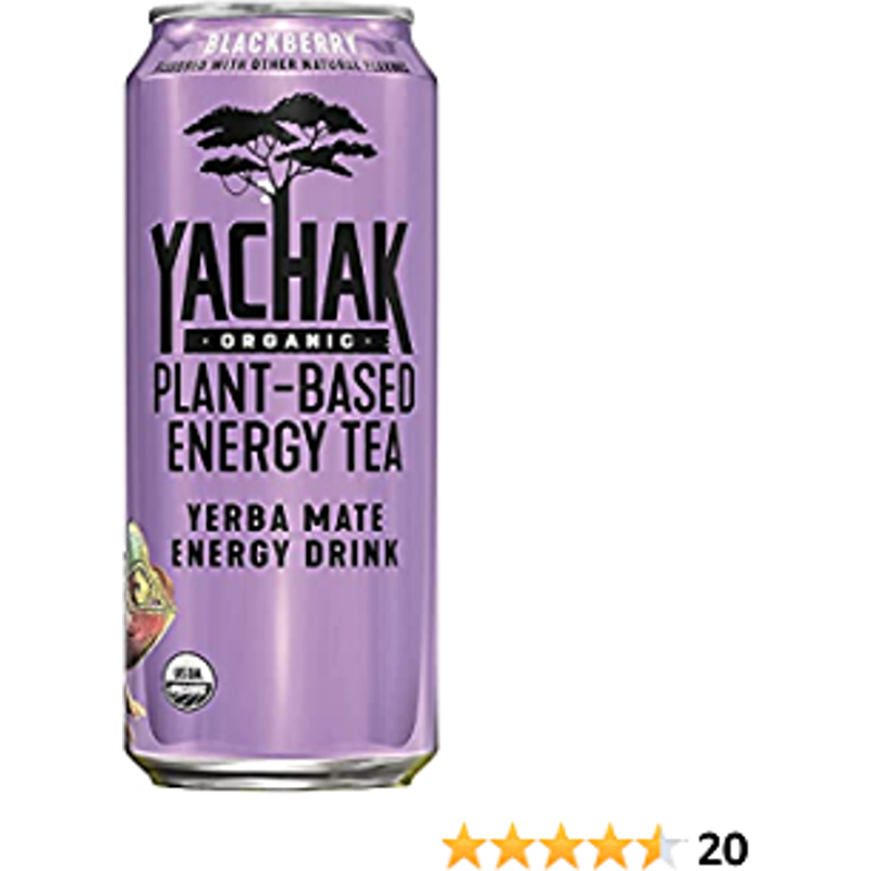 Yachak Blackberry Plant-Based Energy Drink 4x 16oz Cans