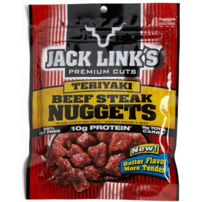 Jack Link's Beef Steak Nuggets Teriyaki Beef Jerky 3.25oz Bag