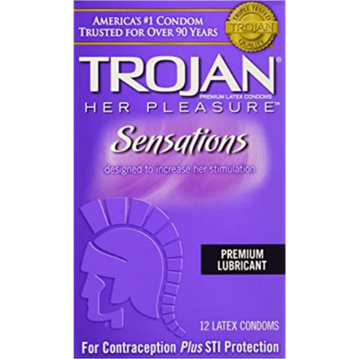 Trojan Her Pleasure Sensations Lubricated Condoms 3 Ct