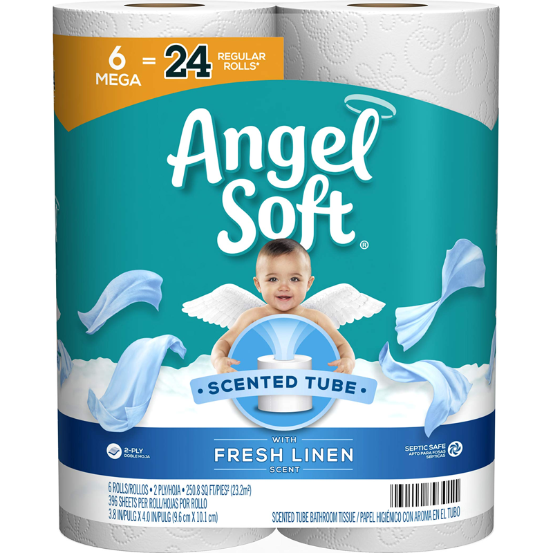 Angel Soft Toilet Paper, Linen Scent, 6 Mega Rolls 1lb Pack