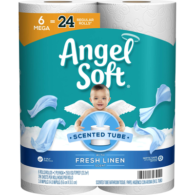 Angel Soft Toilet Paper, Linen Scent, 6 Mega Rolls 1lb Pack