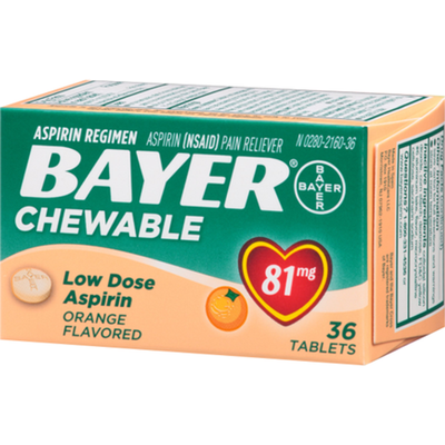 Bayer Chewable Aspirin 36x 0.08g Counts