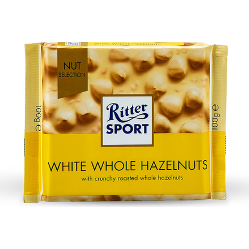 Ritter Sport White Chocolate Bar With Whole Hazelnuts 100g Count