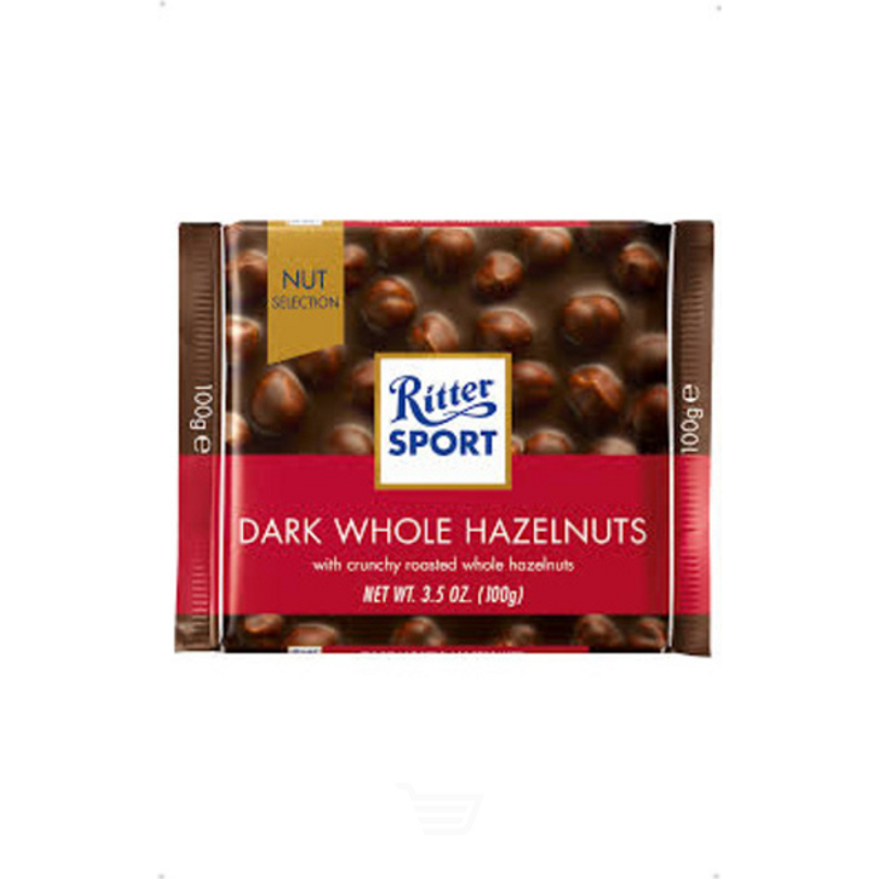 Ritter Sport Dark Whole Hazelnuts Chocolate Bar 3.5oz Count