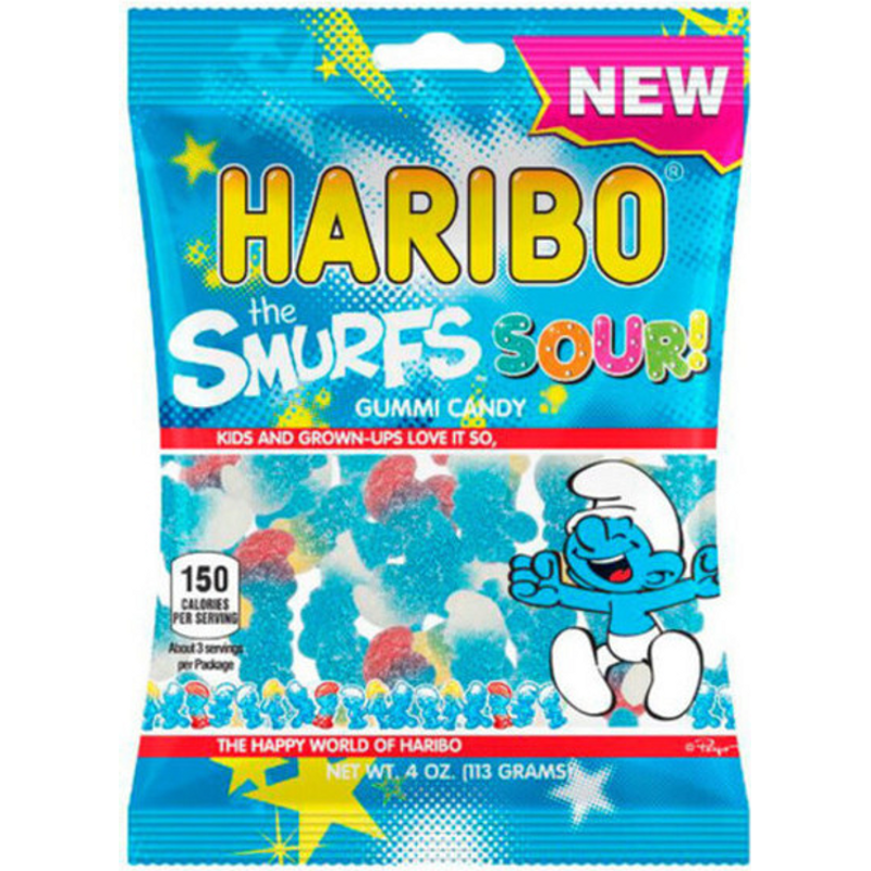 Haribo Sour Smurfs Gummy Candy 4oz Bag