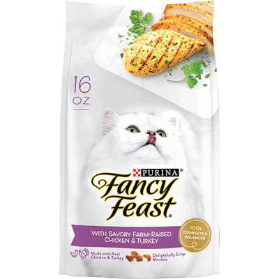 Purina Fancy Feast Dry Cat Food With Savory Chicken And Turkey 1lb Bag