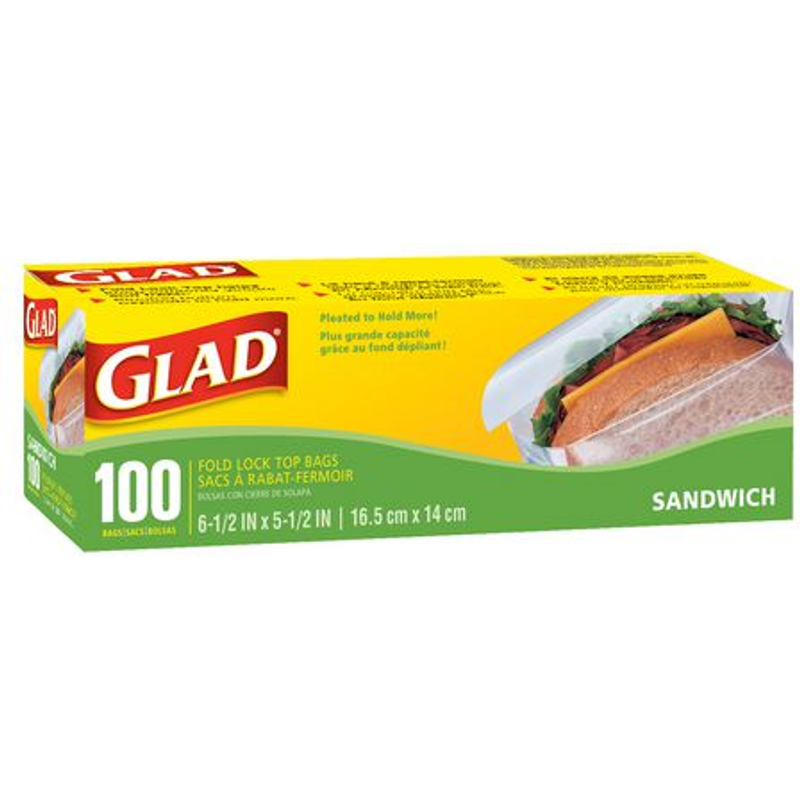 Glad Fold-top Sandwich Bag 100ct Box