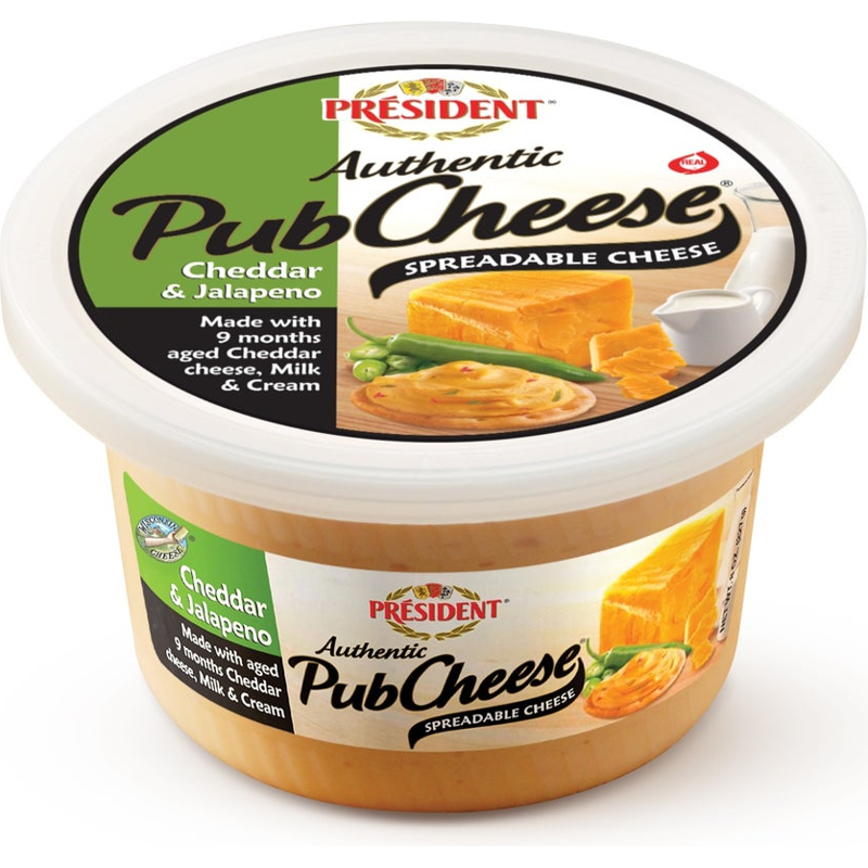 President Authentic Pub Cheese Cheddar & Jalapeno 8oz Box